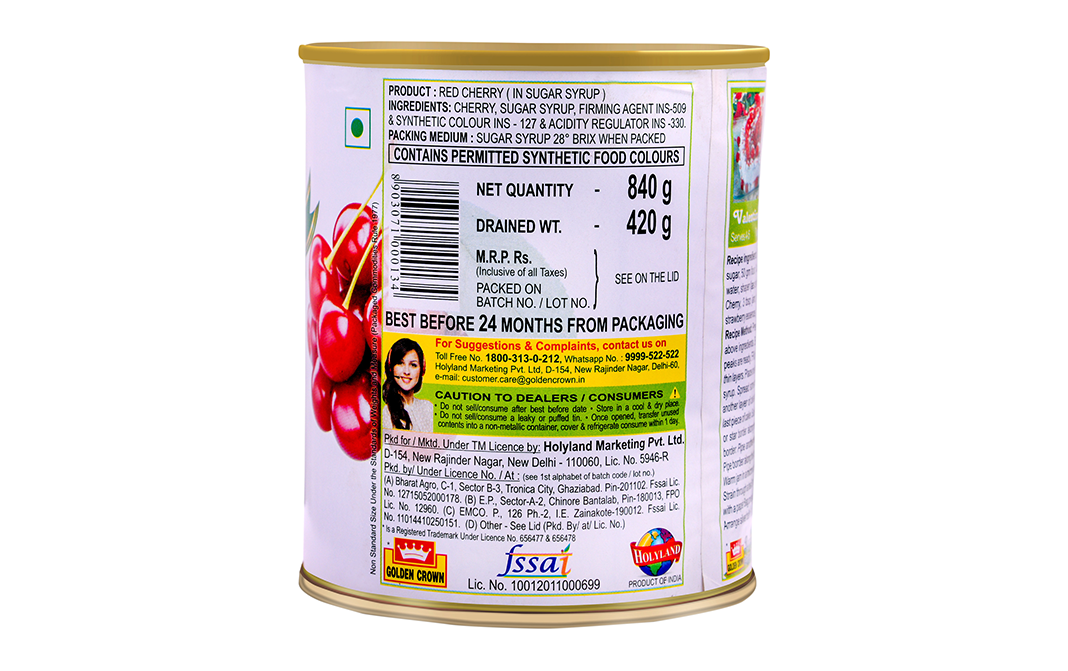 Golden Crown Red Cherry Regular Grade   Tin  840 grams